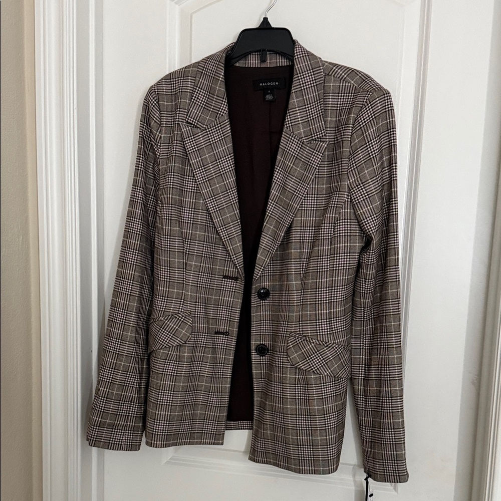 Halogen Brown Checkered Blazer